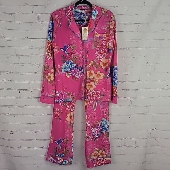 Johnny Was Pink Floral Carly Pj Set. Long Sleeve Button Up Top W/ Pants. Size XS - Picture 3 of 13